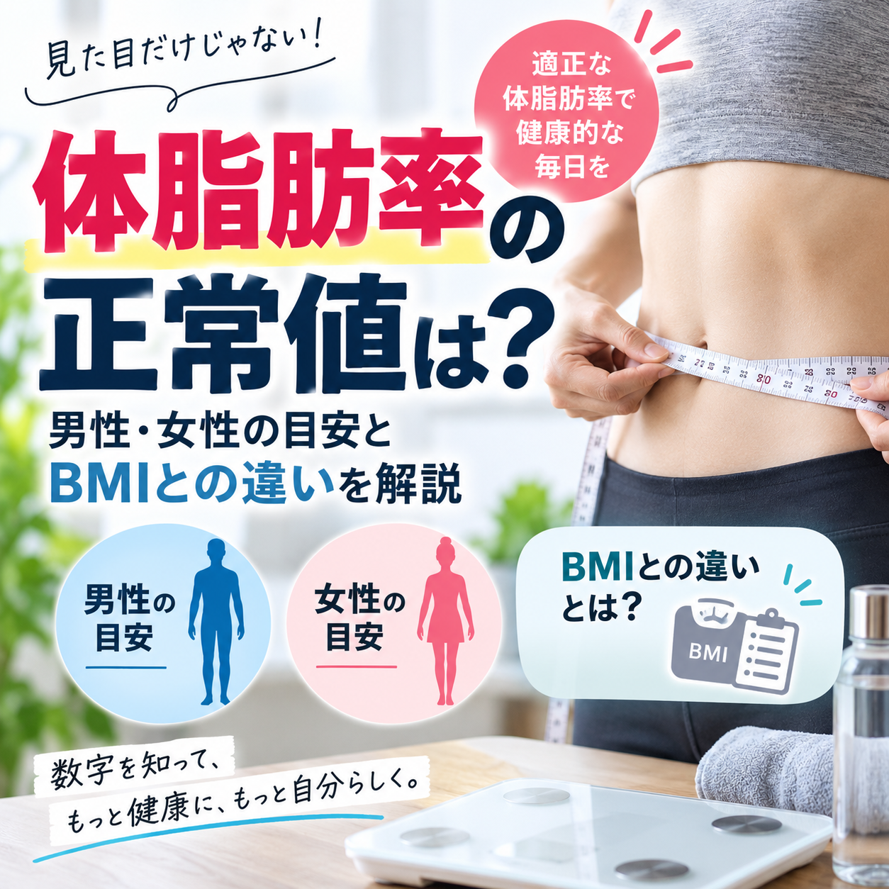 体脂肪率の正常値は？男性・女性の目安とBMIとの違いを解説