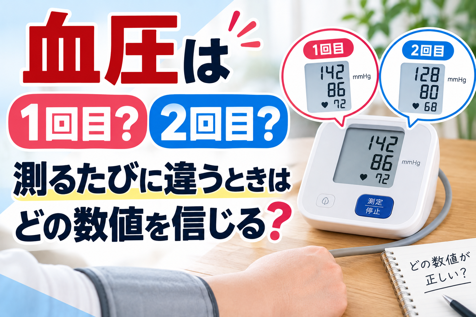 血圧は1回目？2回目？測るたびに違うときはどの数値を信じる？