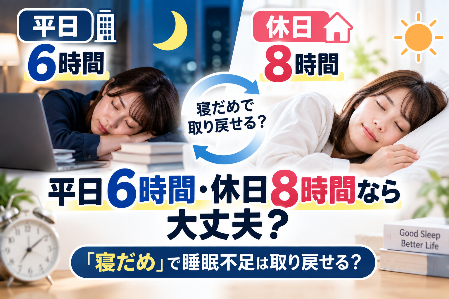 平日6時間・休日8時間なら大丈夫?「寝だめ」で睡眠不足は取り戻せる?